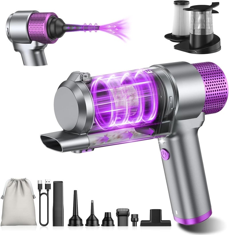 EYYA Handheld Car Vacuum Cleaner Cordless, 16000PA Powerful Hand Held Vacuum Cordless Rechargeable, 4-in-1 Portable Mini Vacuum & Air Duster with Multi-Nozzles and LED Light for Car Home Office - Image 1